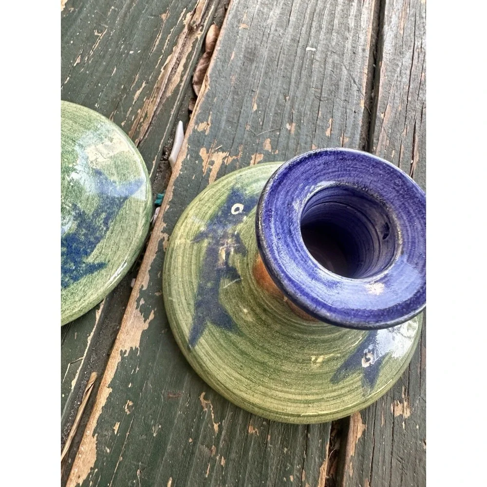 Candle Holders Fish Blue Green Art Studio‎ Pottery Candle Holders Vontge